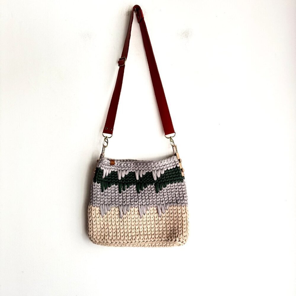 Handmade Woven Crochet Multi Color Crossbody Bag